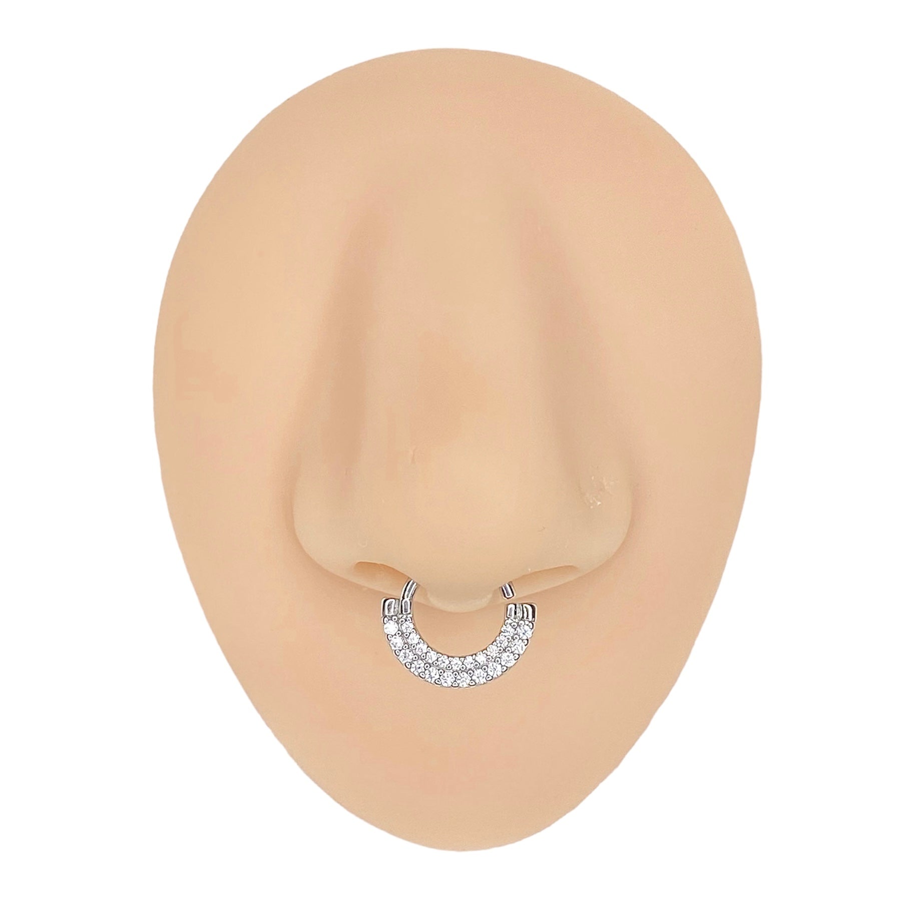 Silver Double CZ Paved Bendable Hoop image 0