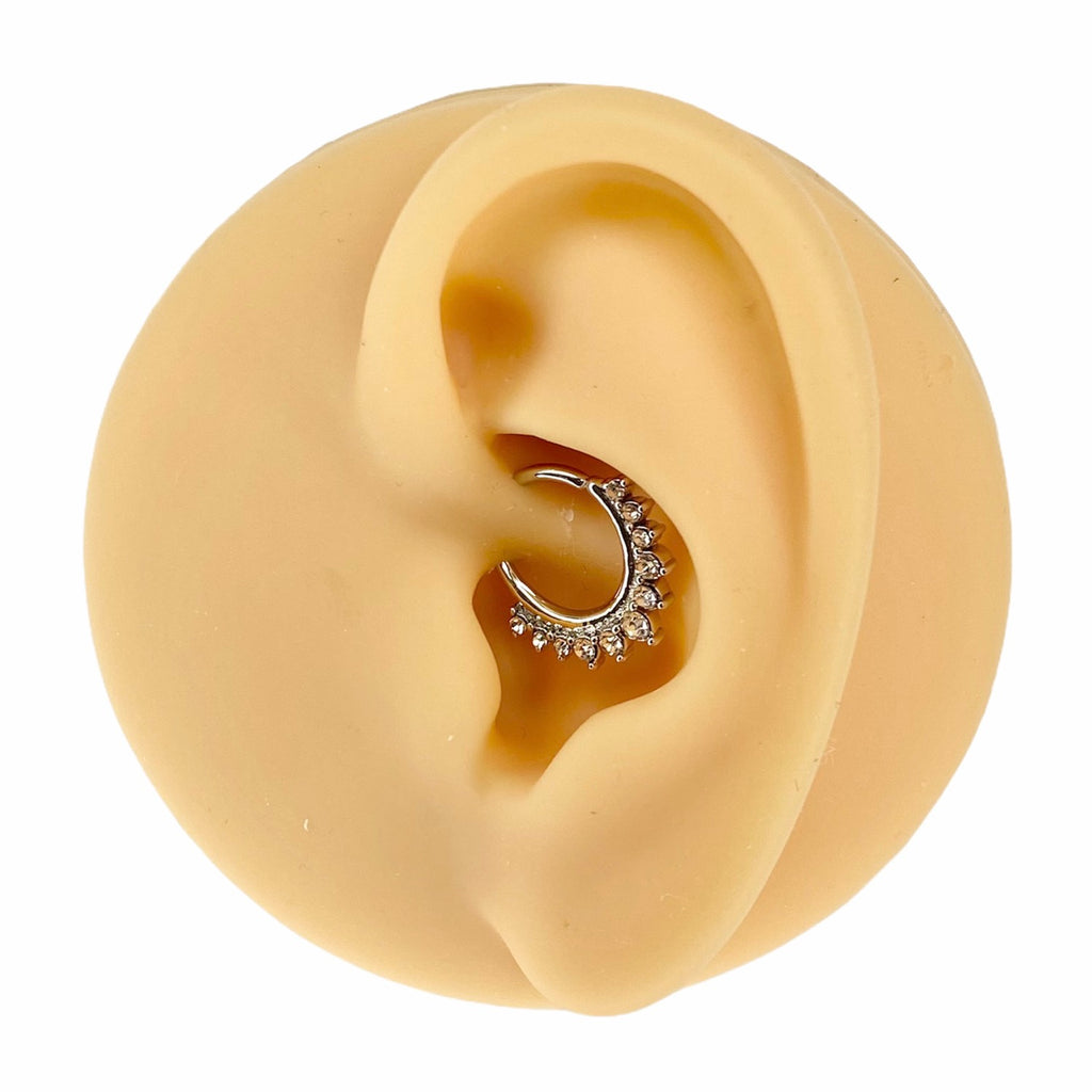 Silver Crystal Half Circle Bendable Hoop  image 1