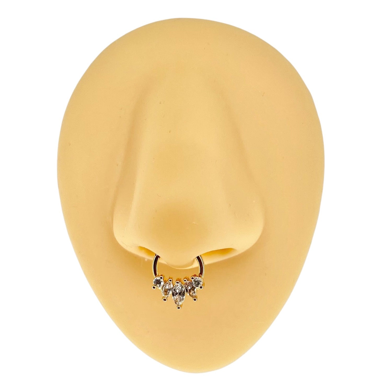Gold Marquise CZ Hinged Segment Hoop Ring image 0
