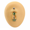Green Crystal Paved Weed Leaf Belly Bar  image 0