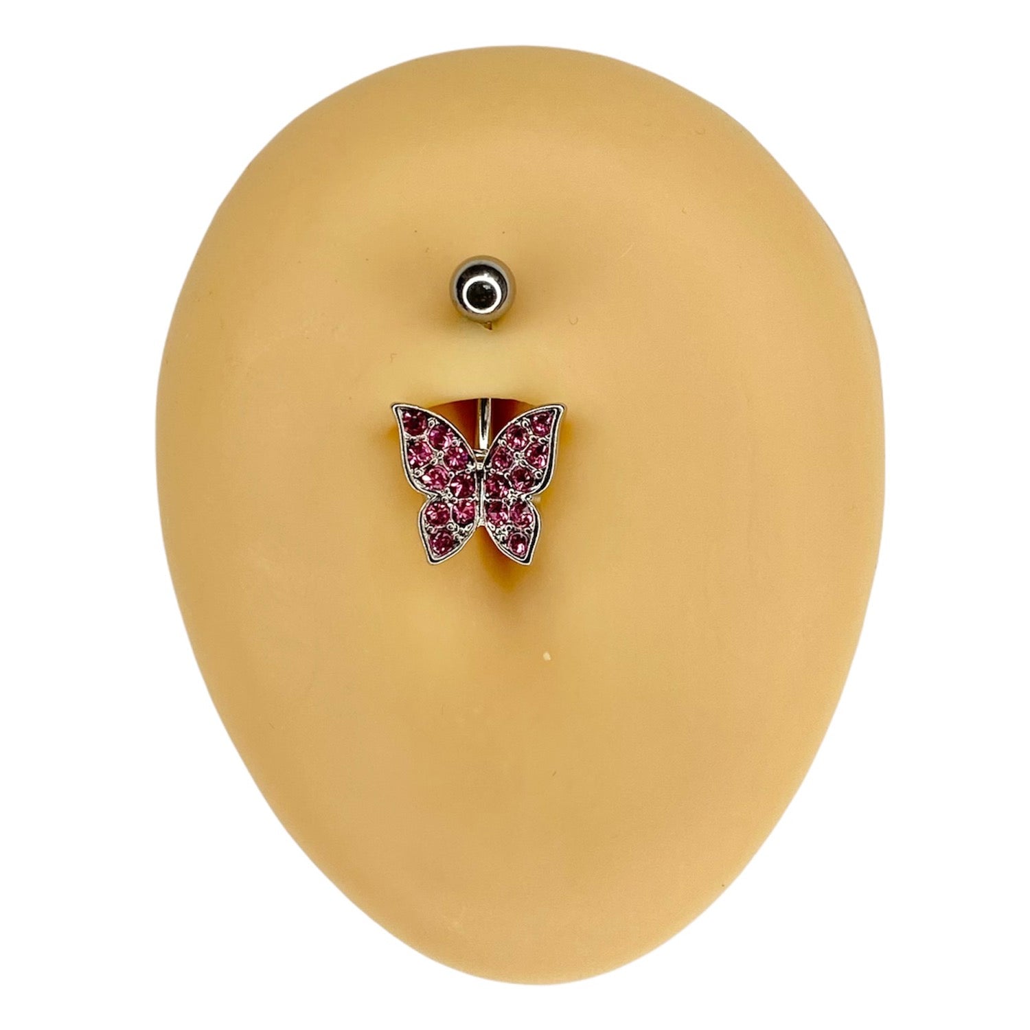 Pink Crystal Paved Butterfly Belly Bar image 0