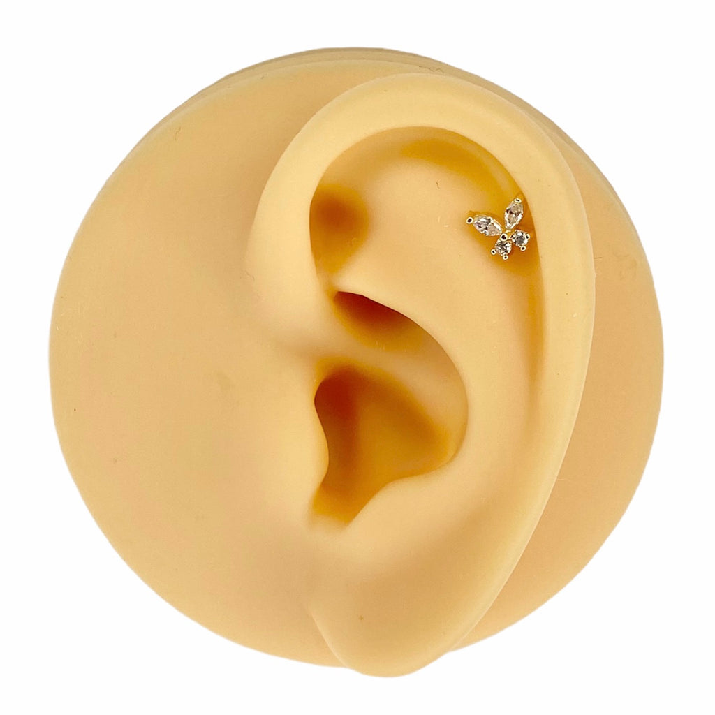 Gold Cubic Zirconia Butterfly Flat Back Stud image 0