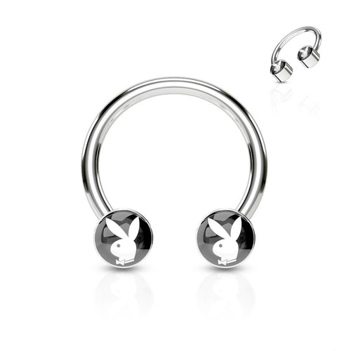 Black Playboy Inlaid Front Facing Flat Cylinder Horseshoe image 0