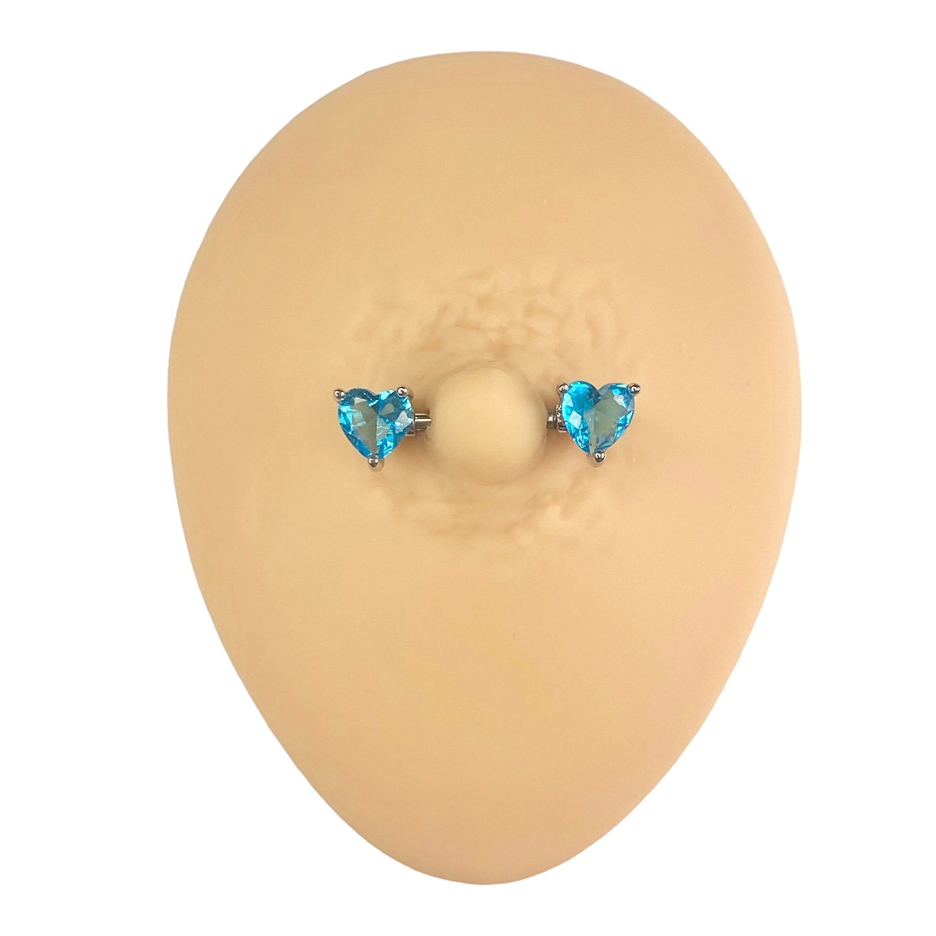 Blue CZ Heart Nipple Bar image 0