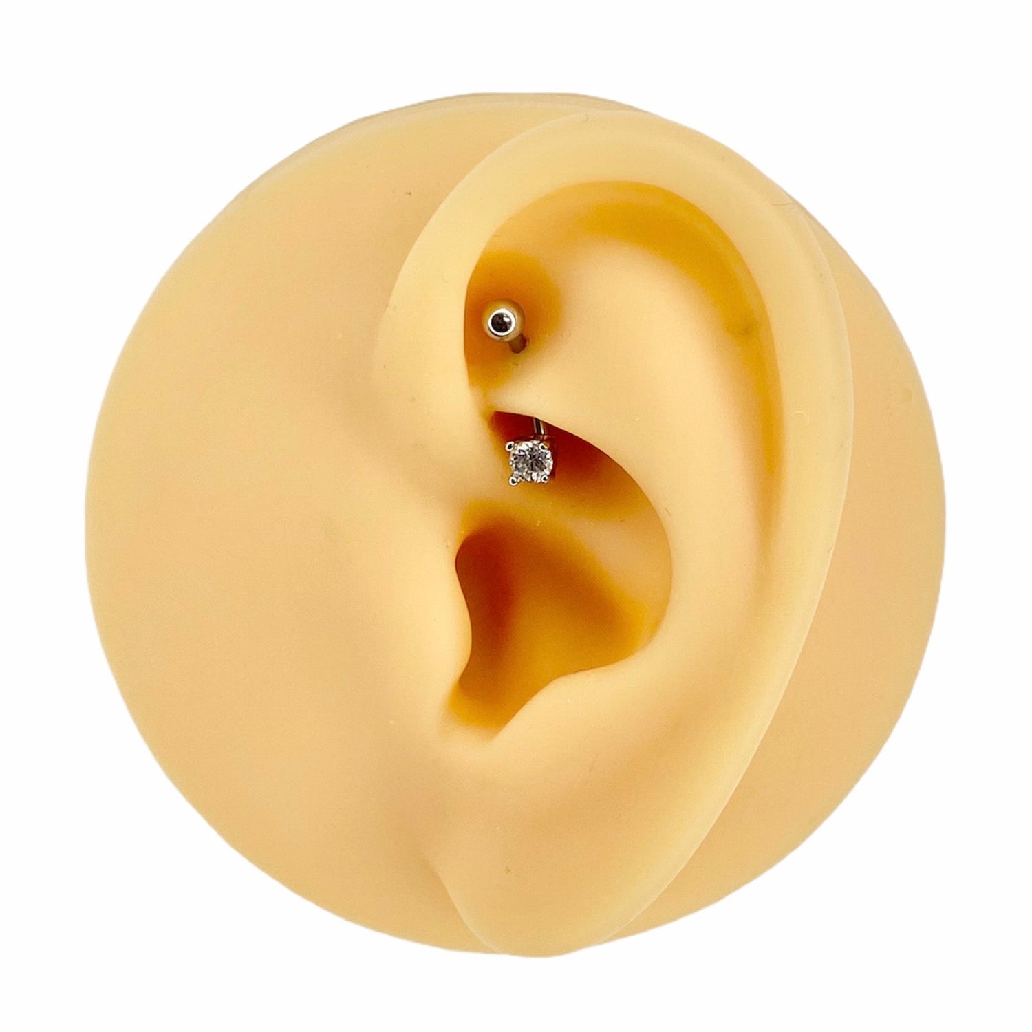 Silver 3mm CZ Prong Set Curved Barbell image 0