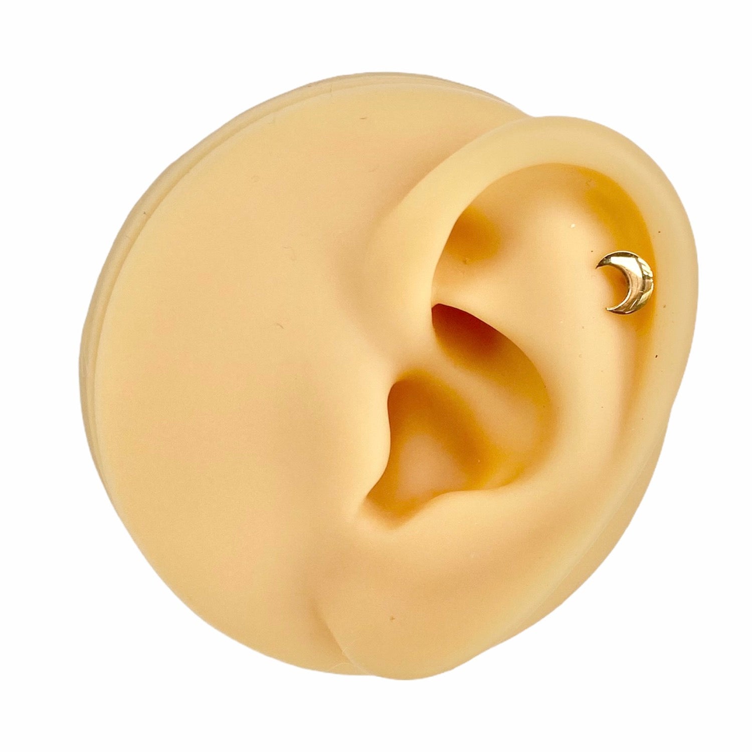 Gold Flat Crescent Moon Barbell Stud image 0