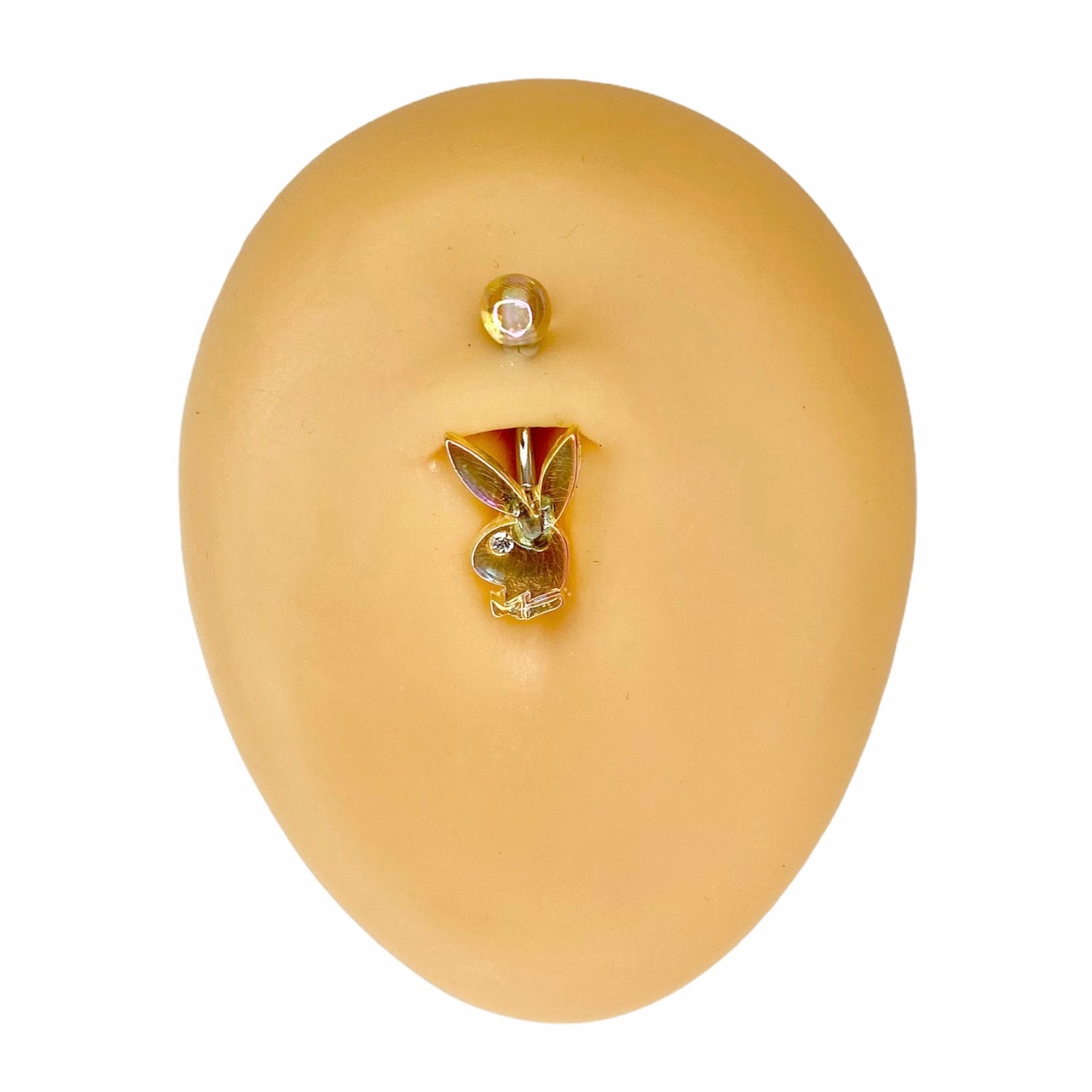 Clear Yellow AB Effect Crystal Eye Playboy Belly Bar  image 0