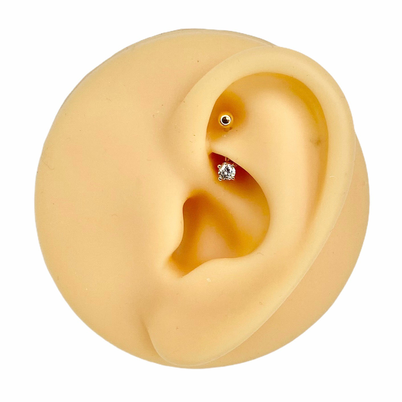 Gold 3mm CZ Prong Set Curved Barbell image 0