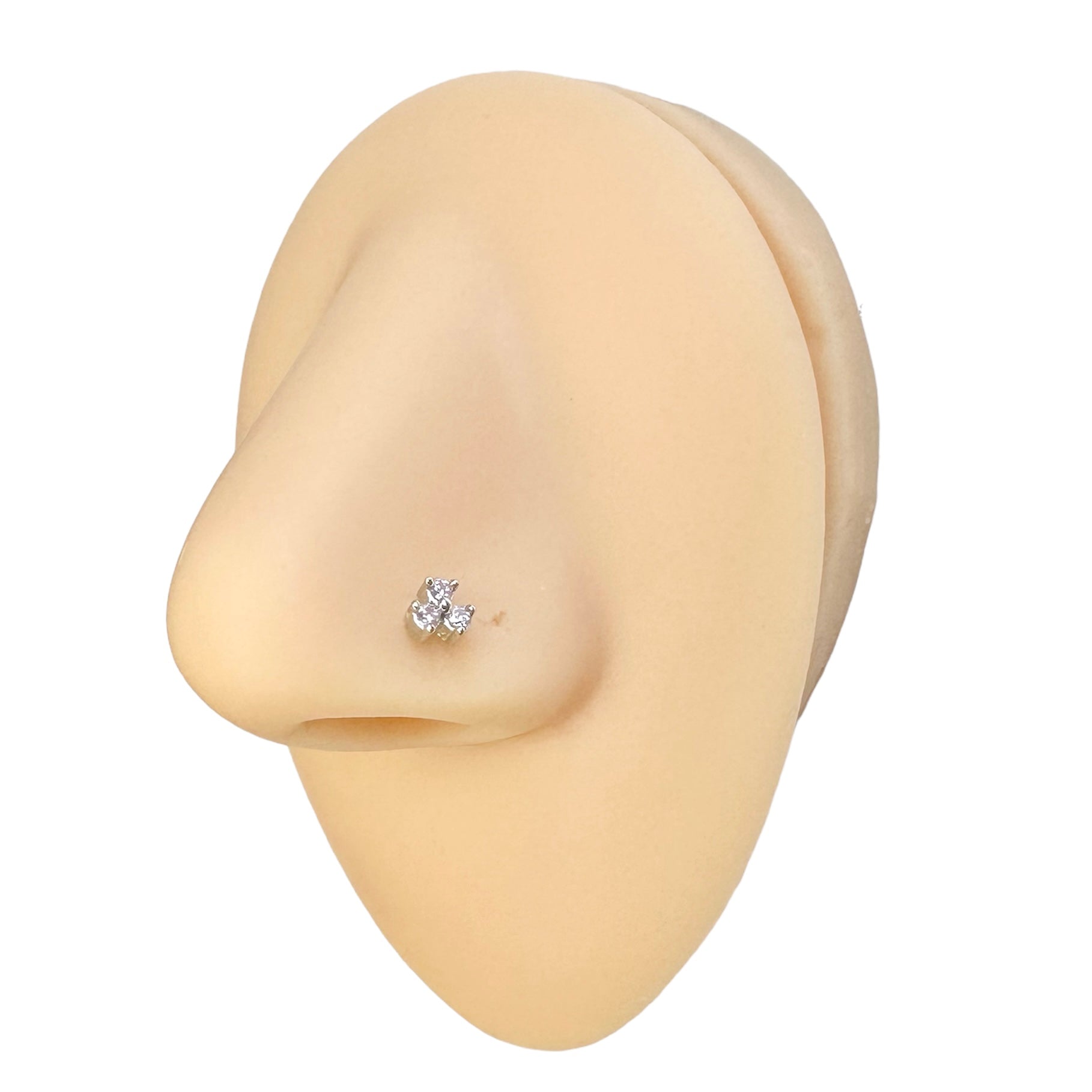 Pink Triple Stone Nose Stud image 0