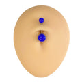 Blue Solid Colour Ball Titanium Belly Bar  image 0