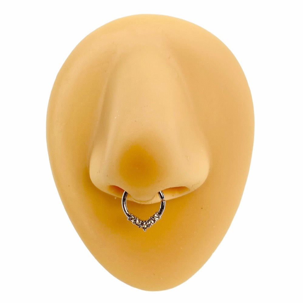 Silver Clear CZ Bendable V Hoop  image 0