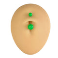 Green Solid Colour Ball Titanium Belly Bar  image 0