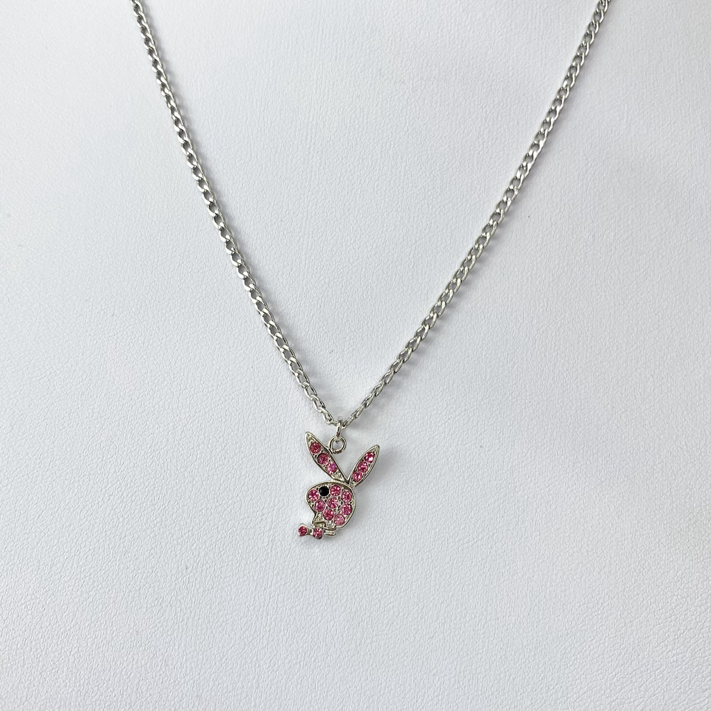 Pink Cubic Zirconia Playboy Necklace image 0