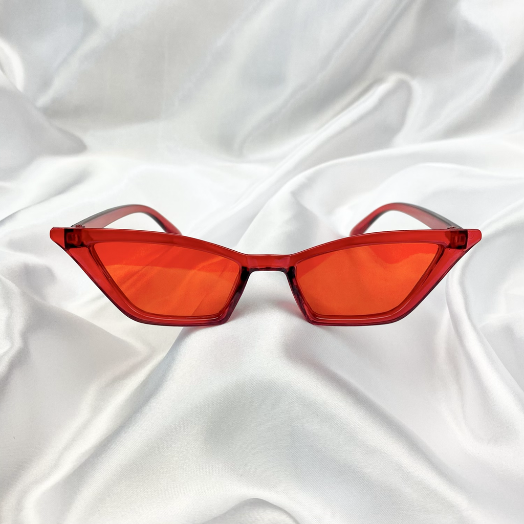 Red Clear Rectangle Cat Eye Sunglasses image 1