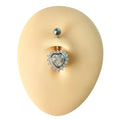 Silver Heart CZ Outline Belly Bar  image 0