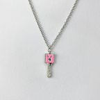 Pink Enamel Playboy Key Necklace image 0