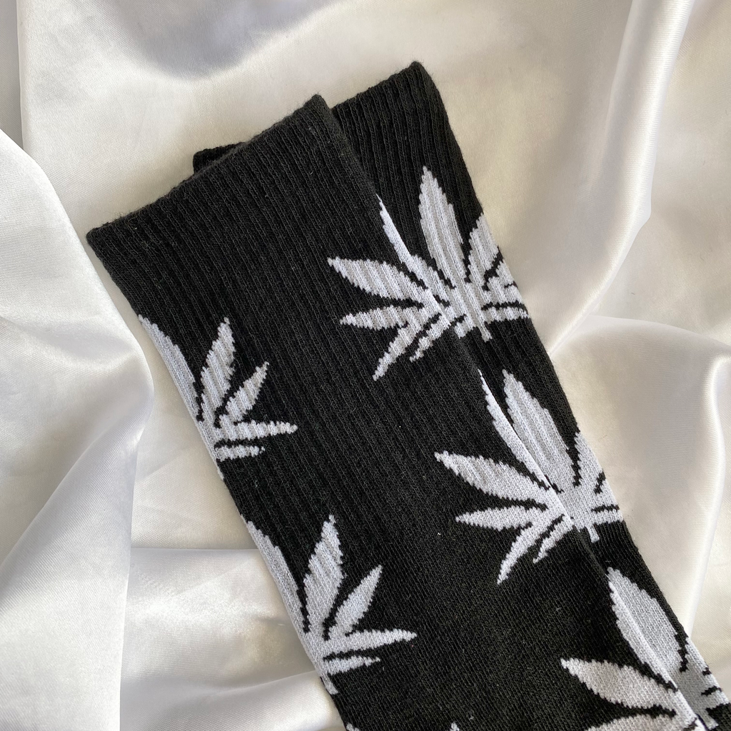 Black & Grey Weed Leaf Socks image 0