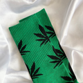 Green & Black Weed Leaf Socks image 0
