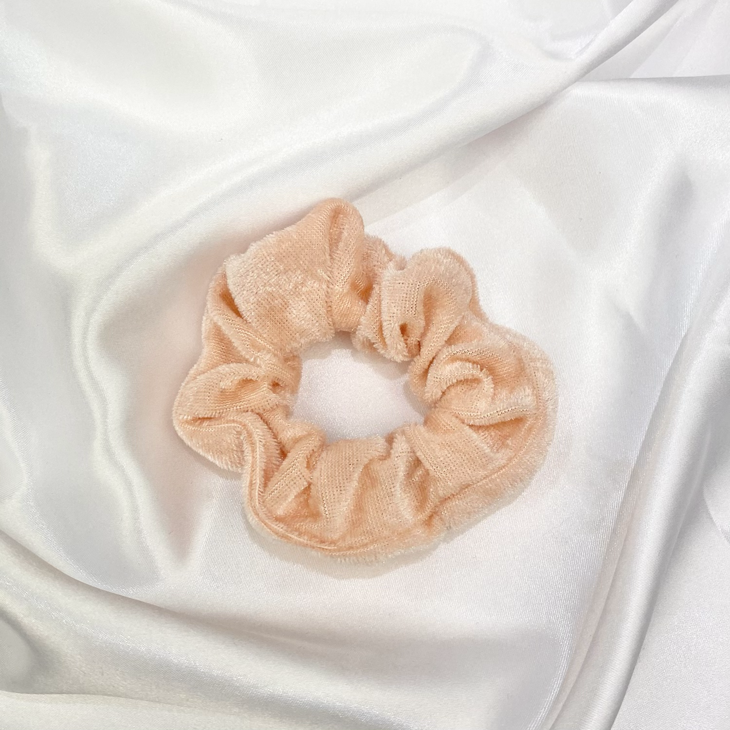 Peachy Pink Velvet Scrunchie image 0