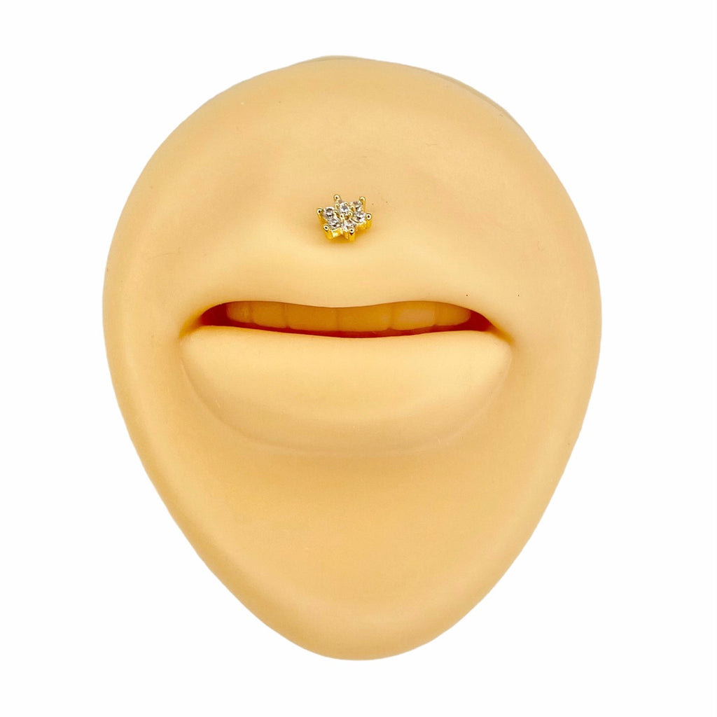 Gold Paved Round CZ Flower Flat Back Stud image 1