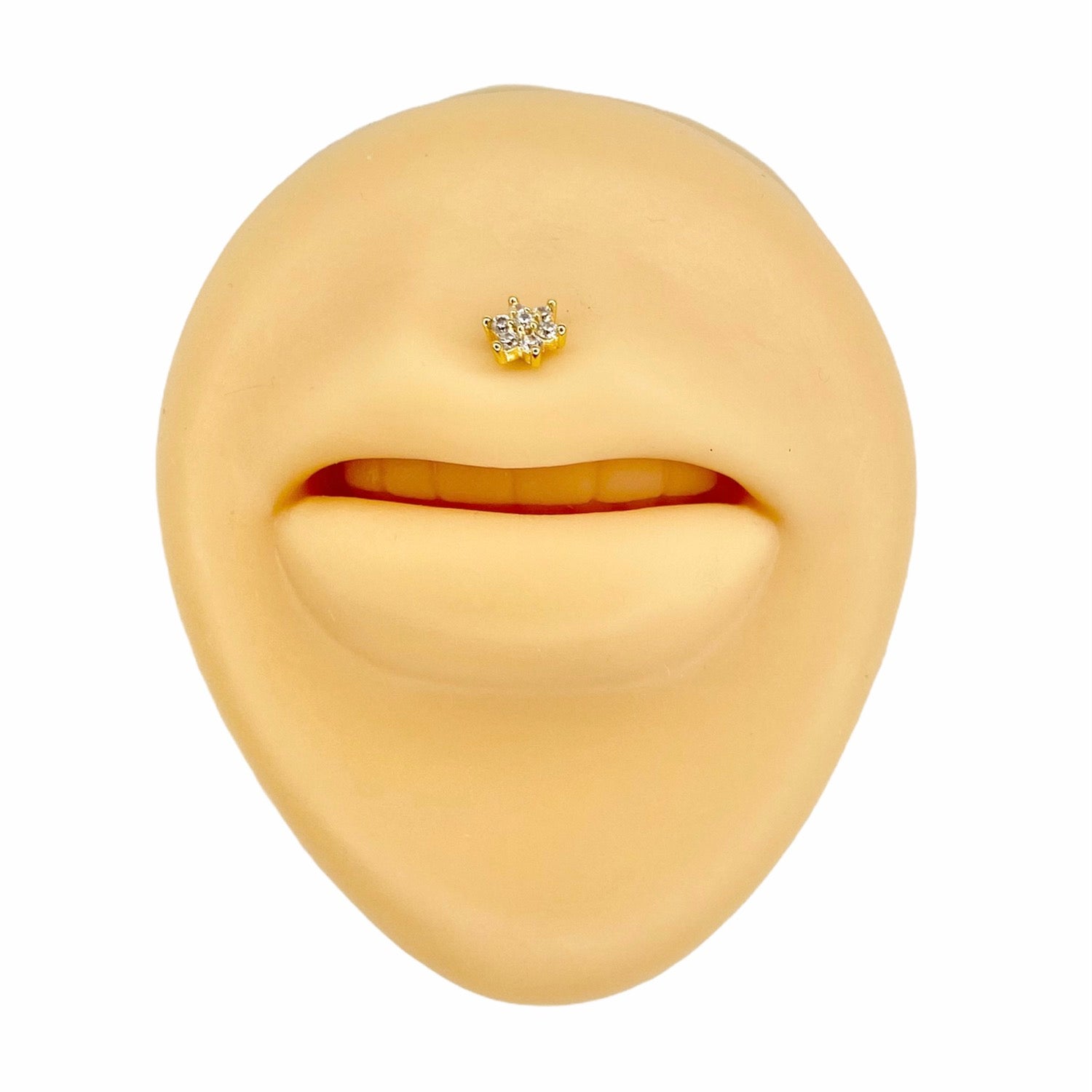 Gold Paved Round CZ Flower Flat Back Stud image 1