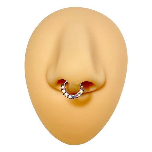 Aurora Borealis 7 Crystal Gem Bendable Hoop  image 0