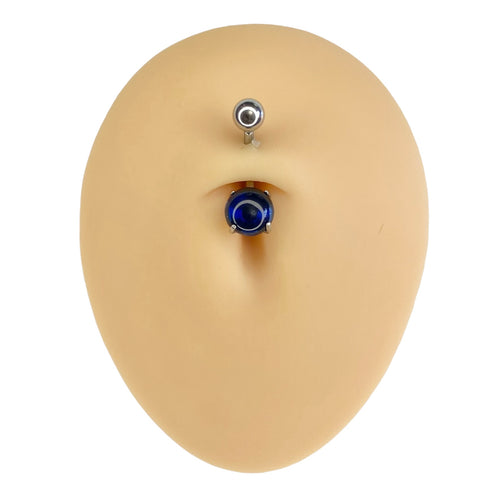 Blue Cabochon Stone Belly Bar  image 0