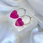 Pink/Purple AB Sequin Heart Hoop Earrings image 0