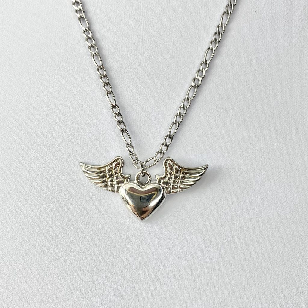 Silver Winged Heart Necklace image 0
