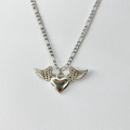 Silver Winged Heart Necklace image 0
