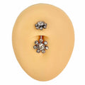 Silver Double End Funky Crystal Flower Belly Bar  image 0
