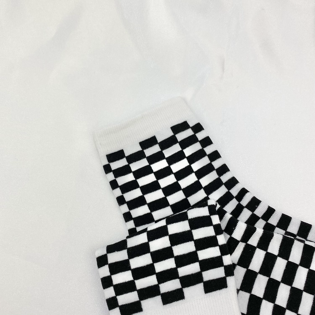 White & Black Checkered Socks image 1