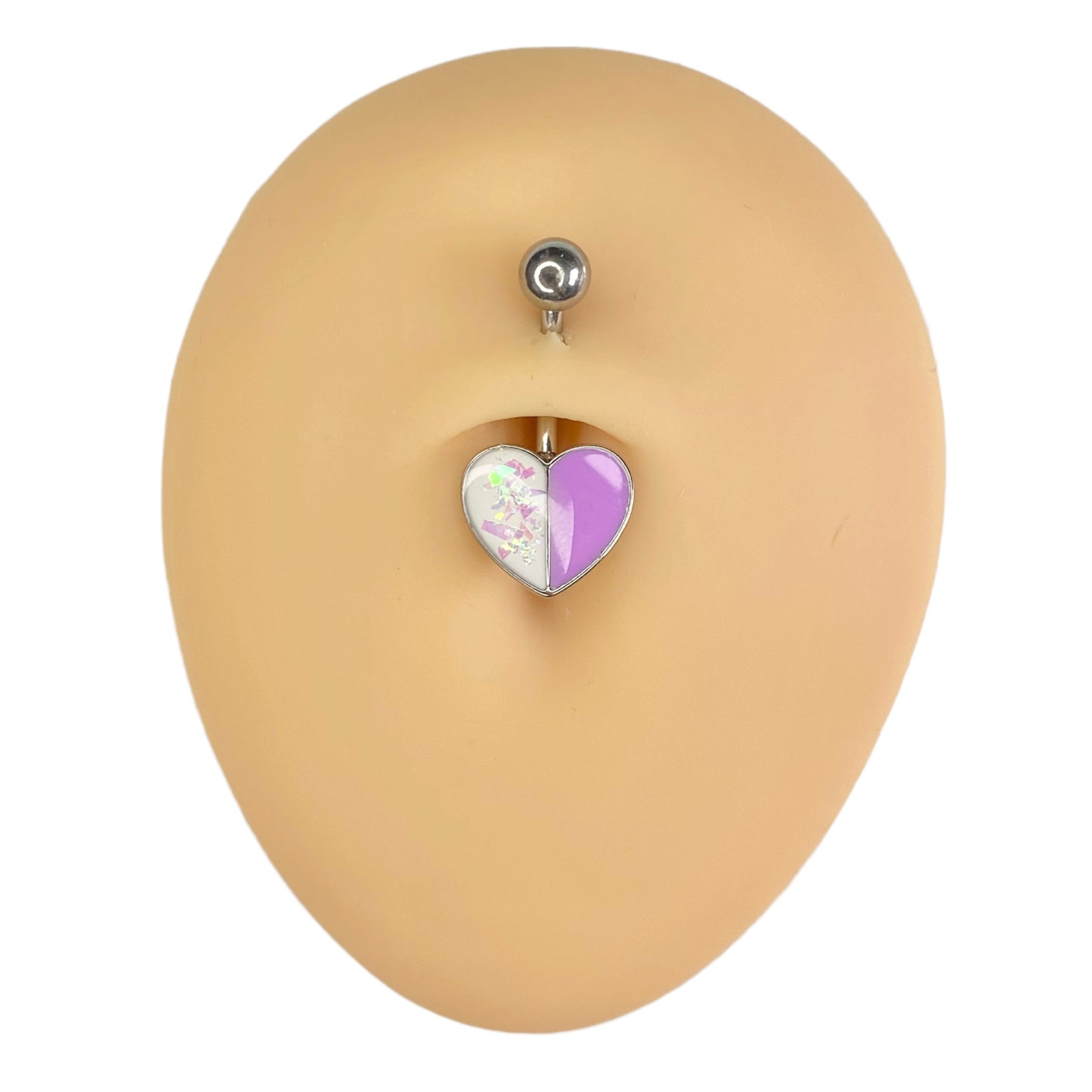 Purple Opal Glitter Heart Belly Bar image 0