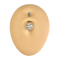 Silver Oval Bling CZ Paved Outline Belly Bar  image 0