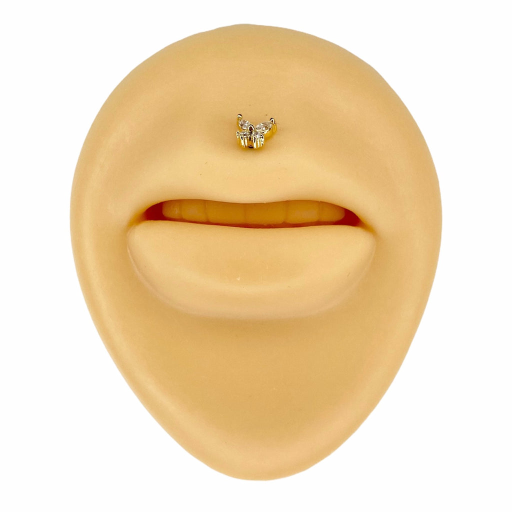 Gold Cubic Zirconia Butterfly Flat Back Stud image 1