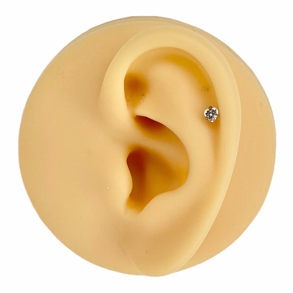 Clear Heart Gem Barbell Stud image 3