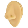 Gold / Clear 3 CZ Paved Heart Nose Stud image 0