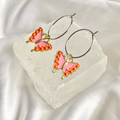 Pink Butterfly Hoop Earrings image 0