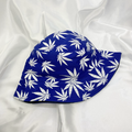 Blue & White Weed Leaf Bucket Hat image 0