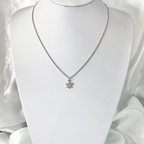 Silver Crystal Paved Weed Leaf Necklace image 1