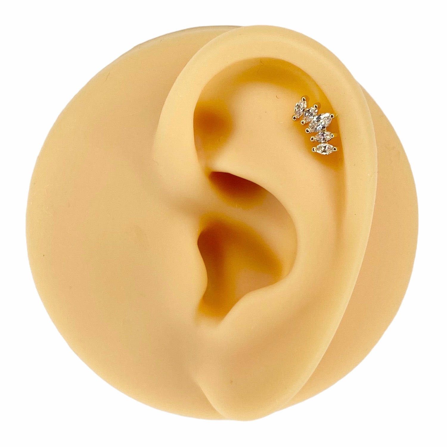 Gold Prong Set Marquise CZ Barbell Stud image 0