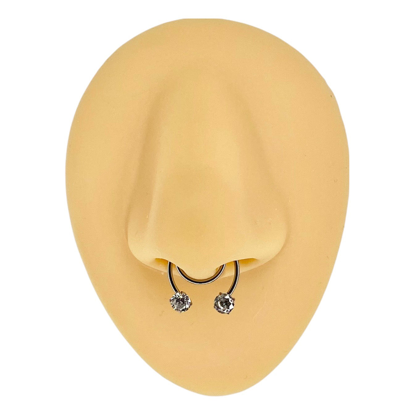 Silver Fake Septum CZ Prong Horseshoe  image 0