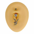 Gold Red Eye CZ Playboy Dangle Belly Bar  image 0