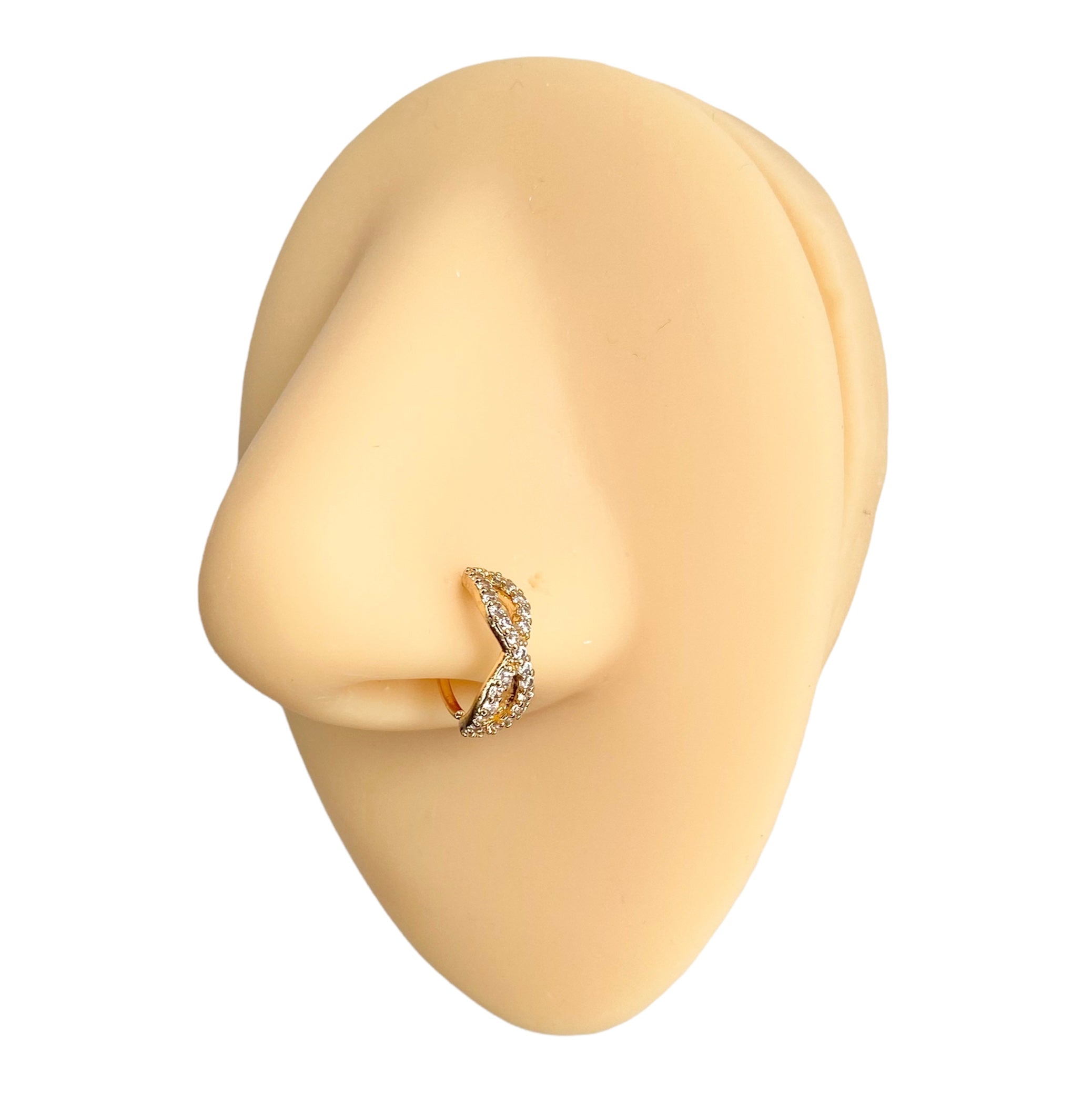 Gold CZ Paved Infinity Nose Hoop image 0