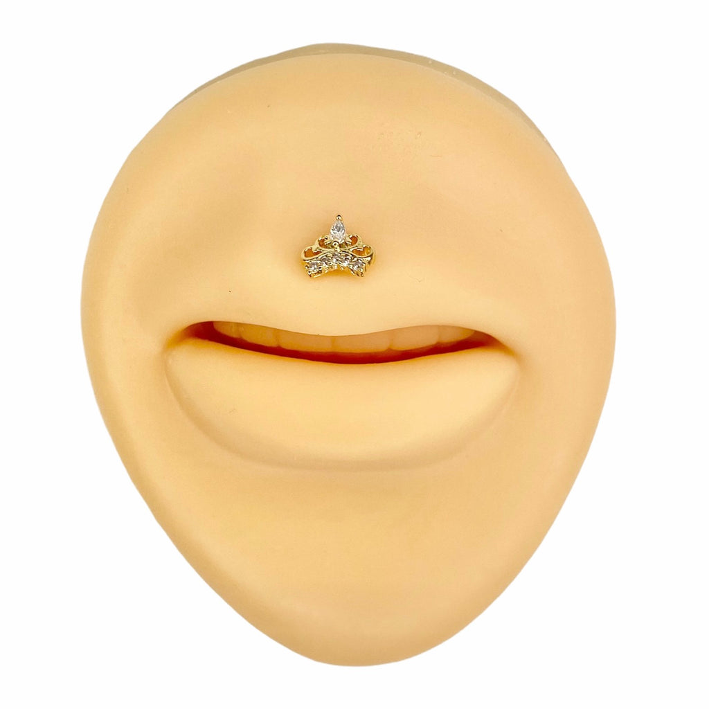 Gold CZ Tiara Flat Back Stud image 1
