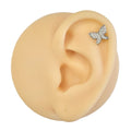 Silver CZ Paved Butterfly Flat Back Stud image 0