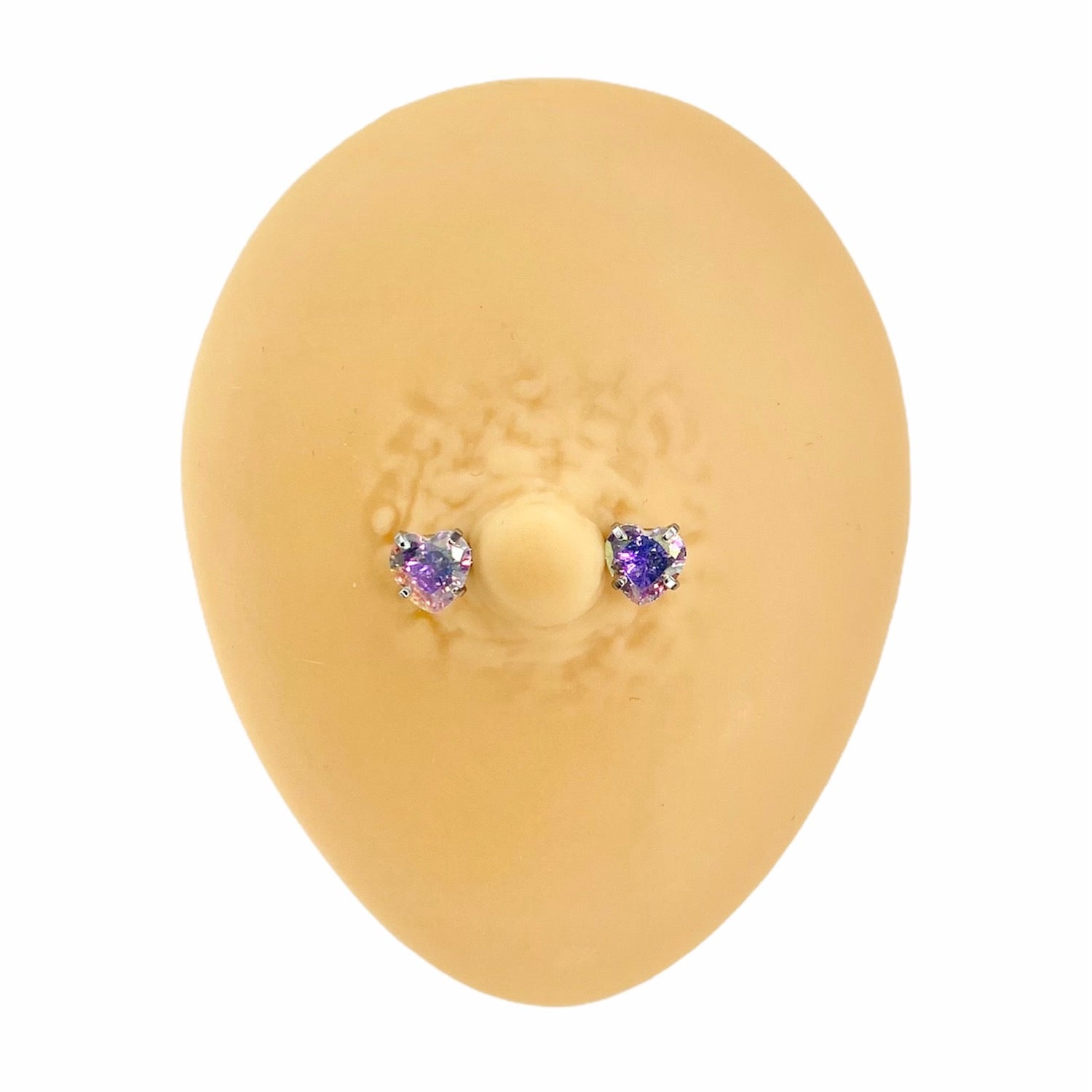 Aurora Borealis Cubic Zirconia Heart Nipple Bar image 0