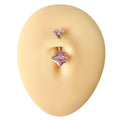 Pink Double CZ Square Belly Bar  image 0