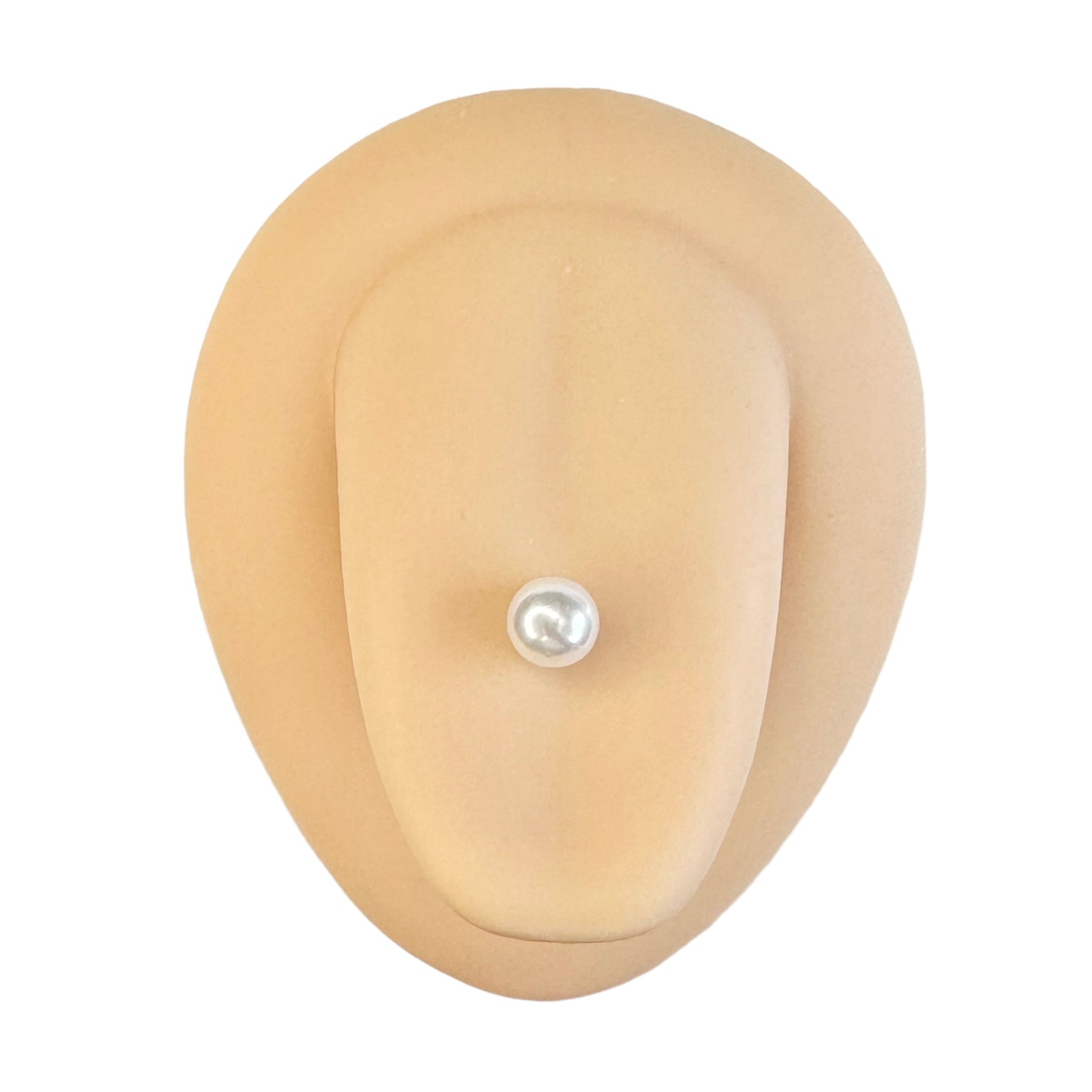 White Faux Pearl Tongue Bar image 0