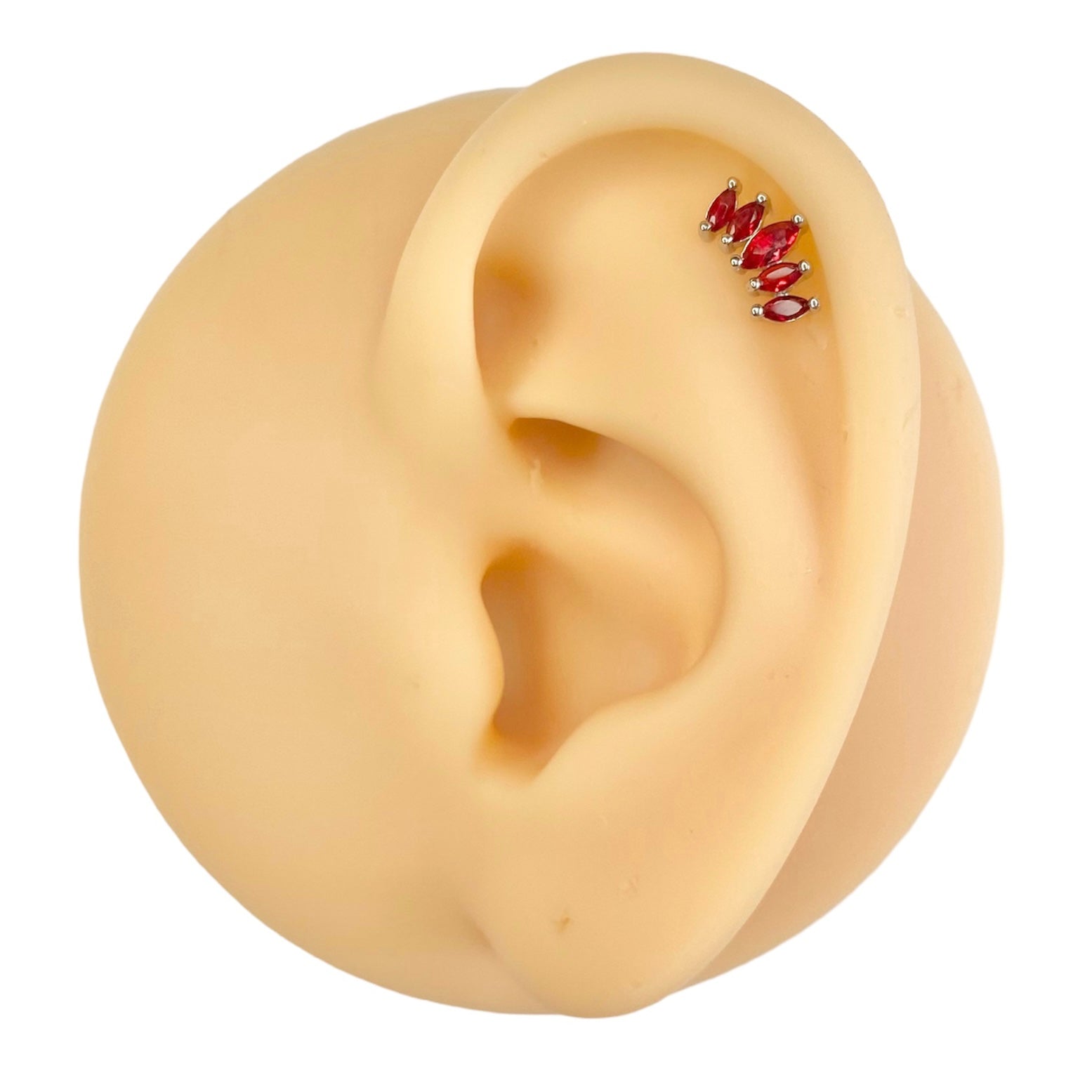 Red Prong Set Marquise CZ Flat Back Stud image 0